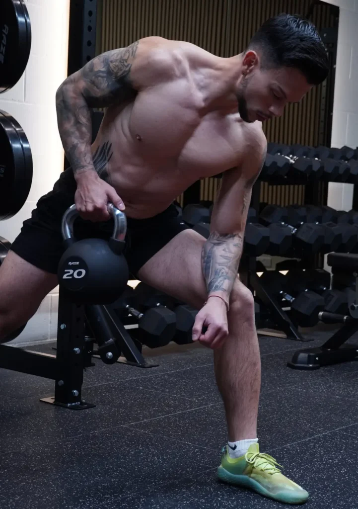 12-Week Upper Body Workout Routine: Complete Dumbbell, Kettlebell & Resistance Band Program - kettlebell row