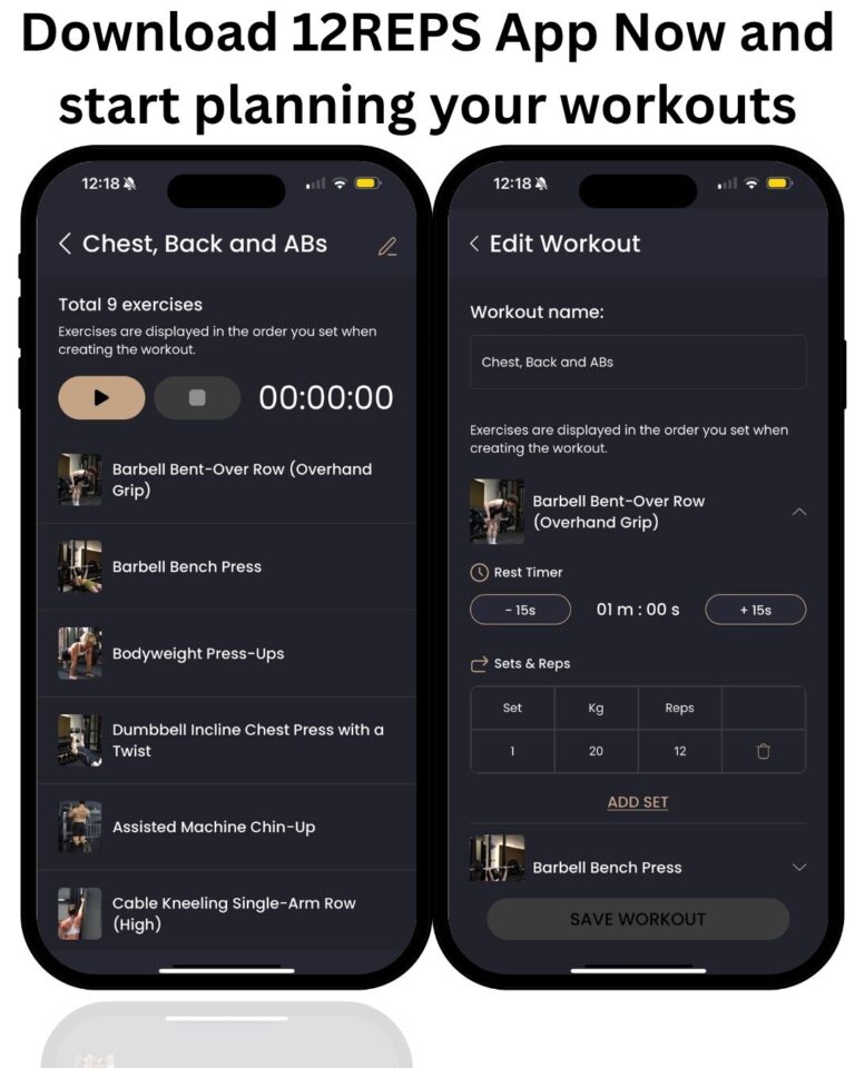 strength training app- 12reps app - personalised strength training