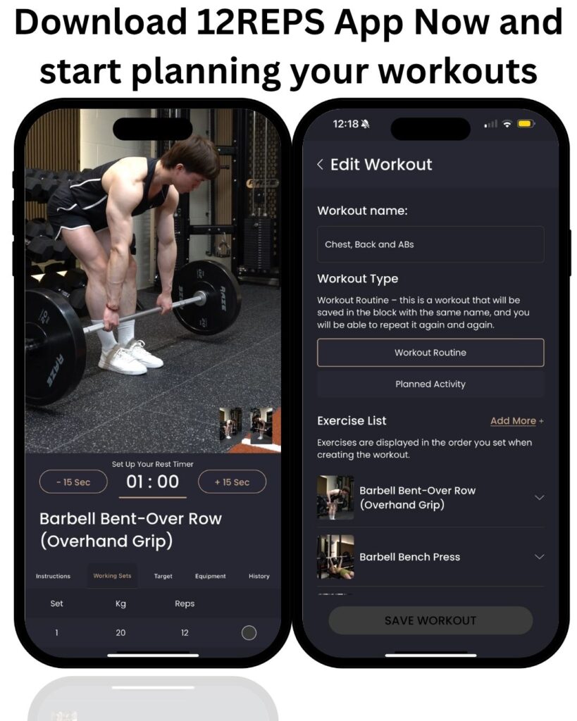 strength training app- 12reps app - personalised strength training
