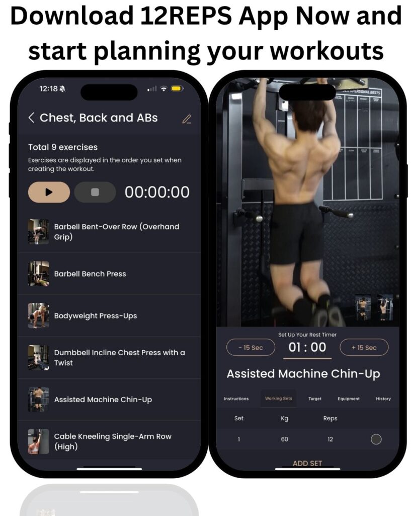 strength training app- 12reps app - personalised strength training
