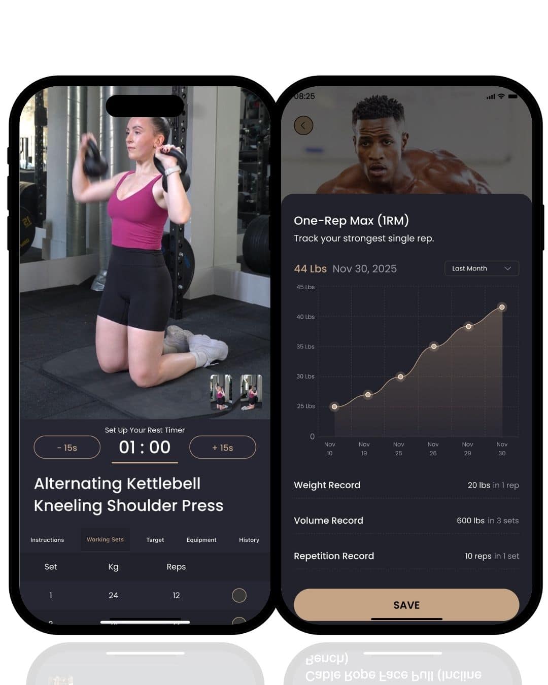 12REPS app strength training app workout tracker interface