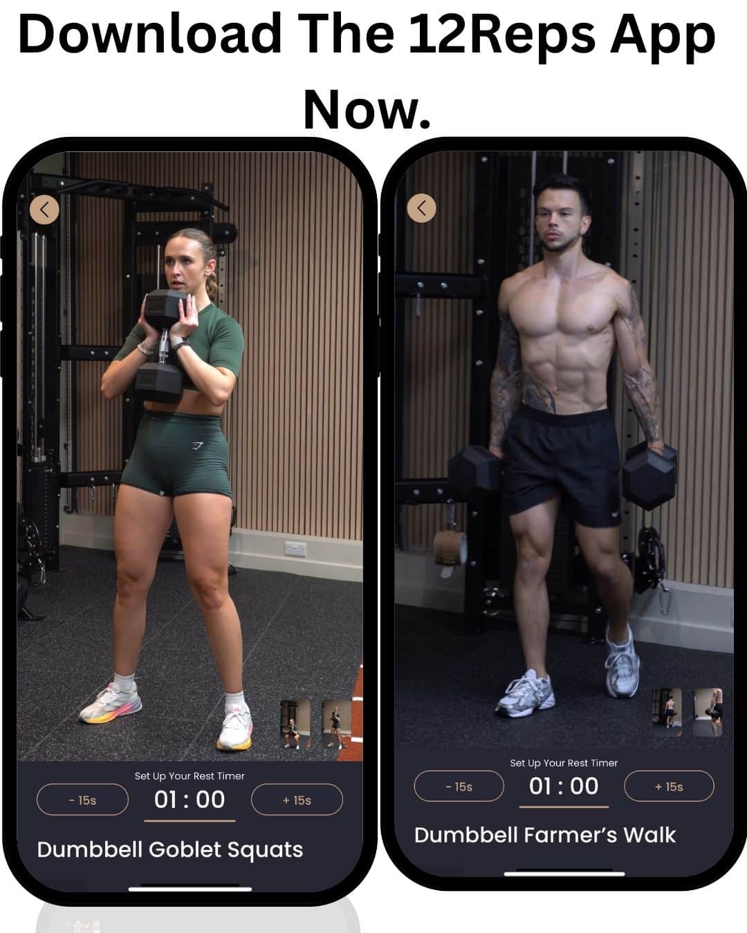 12REPS strength training app workout tracker interface