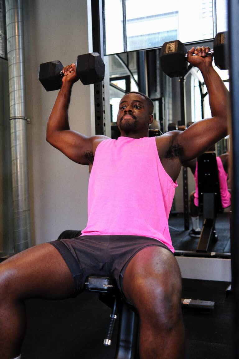 dumbbell seated shoulder press