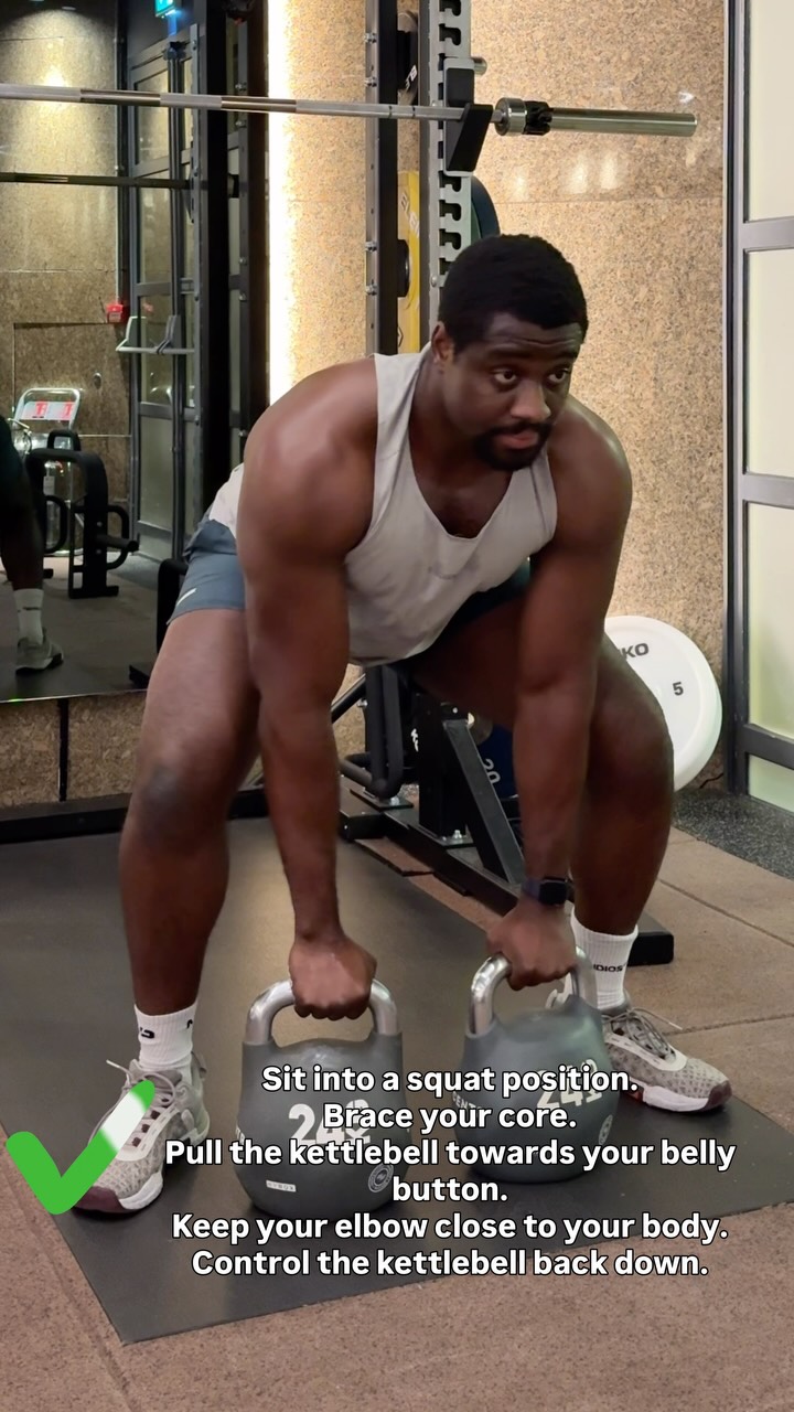 Gorilla Rows look simple. But the setup changes everything.

If your hips keep rising or you’re swinging the kettlebells, you’re losing the position that makes the exercise work.

✓ Sit into a strong hip-hinge position
✓ Keep your hips down
✓ Brace your core
✓ Keep your back stable
✓ Pull the kettlebell towards your belly button
✓ Control every rep

Don’t just move the weight. Make your back do the work.

Inside 12REPS, you get exercise demos and coach-led technique videos so you know exactly how to perform each exercise with confidence.

Better technique. Better training. Better progress.

#strengthtraining #workouttips #gymtips #workout #kettlebell