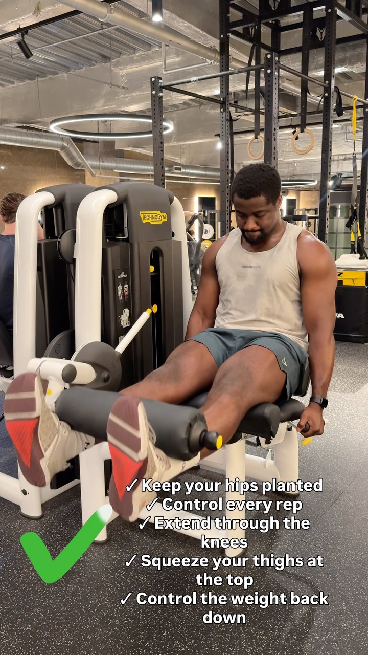 If you’re swinging through your leg extensions, your quads are missing out on the work.

✓ Keep your hips planted
✓ Control every rep
✓ Extend through the knees
✓ Squeeze your quads at the top
✓ Control the weight back down

You don’t need to make every exercise heavier. You need to make every rep count.

Inside 12REPS, you get exercise demonstrations and coach-led technique videos showing you how to perform each movement.

Know what to do. Know how to do it. Train with confidence.

#strengthtraining #gymtips #workouttips #fitness #workoutroutine