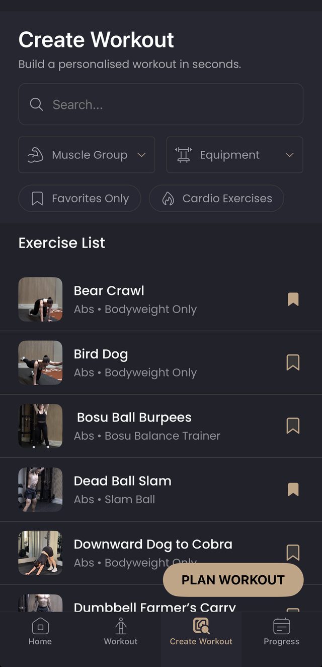 12REPS exercise list